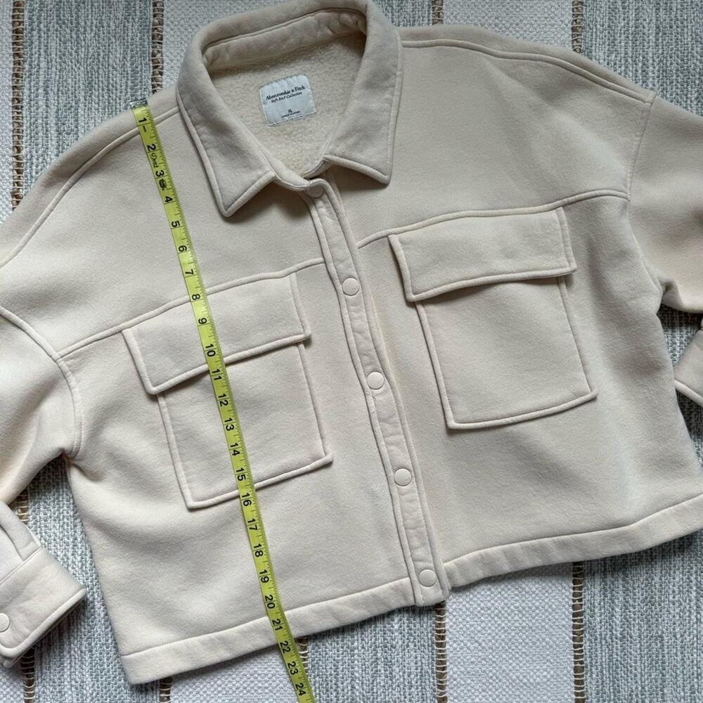 Abercrombie & Fitch Soft A&F Butter Yellow Fleece Lined Snap Shacket Jacket XL - Picture 5 of 8